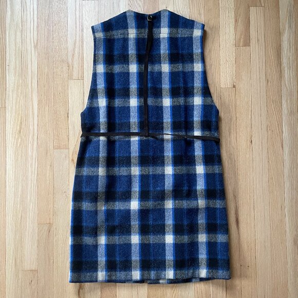 Plaid Wool Long Duster Vest - Picture 2 of 11
